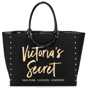 NWT Black with Gold Studs City Tote